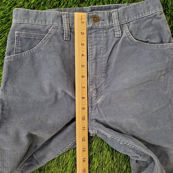 Vintage 70s Wrangler Bootcut Corduroy Pants 27x31 Faded Blue - Picture 16 of 16